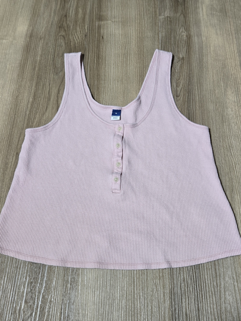Old Navy Light Pink Ribbed Henley Tank Top
